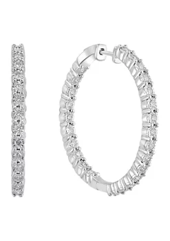 Outlet 🌟 1.08 ct. t.w. Diamond Hoop Earrings in Sterling Silver by Effy® ⭐