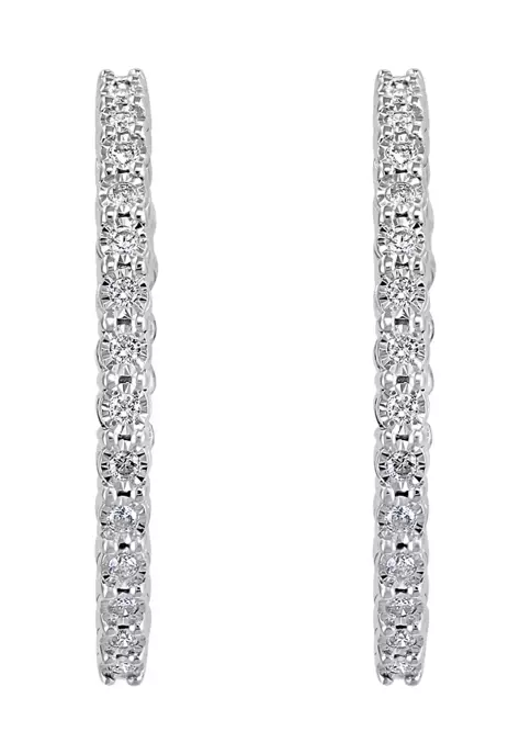 Outlet 🌟 1.08 ct. t.w. Diamond Hoop Earrings in Sterling Silver by Effy® ⭐ 2 Outlet 🌟 1.08 ct. t.w. Diamond Hoop Earrings in Sterling Silver by Effy® ⭐ - Image 2