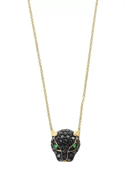 Discount 🎉 3/8 ct. t.w. Black Diamond and 0.03 ct. t.w. Tsavorite Necklace in 14K Yellow Gold by Effy® 😍