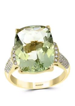 Promo 🛒 8.35 ct. t.w. Green Amethyst and 1/4 ct. t.w. Diamond Ring in 14K Yellow Gold by Effy® ⌛