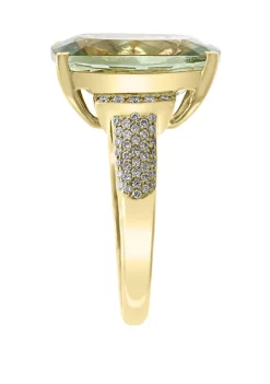 Promo 🛒 8.35 ct. t.w. Green Amethyst and 1/4 ct. t.w. Diamond Ring in 14K Yellow Gold by Effy® ⌛ -Effy® Sales Shop Belk 1028