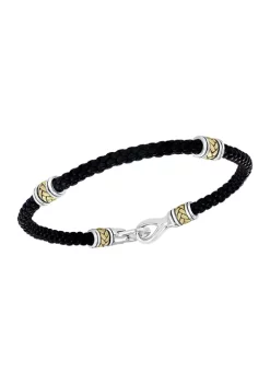 Flash Sale 🤩 Men's Sterling Silver and Leather 8.5 Inch Bracelet by Effy® ✨ -Effy® Sales Shop Belk 1032