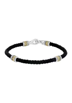 Flash Sale 🤩 Men's Sterling Silver and Leather 8.5 Inch Bracelet by Effy® ✨ -Effy® Sales Shop Belk 1033