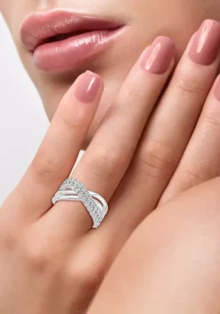 Budget 🤩 1/4 ct. t.w. Diamond Crossover Band Ring in Sterling Silver by Effy® 🌟 -Effy® Sales Shop Belk 1038