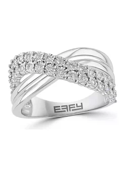 Budget 🤩 1/4 ct. t.w. Diamond Crossover Band Ring in Sterling Silver by Effy® 🌟 -Effy® Sales Shop Belk 1039