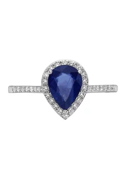 Best Pirce 🔔 1.05 ct. t.w. Sapphire and 1/6 ct. t.w. Diamonds Ring in 14K White Gold by Effy® 🥰