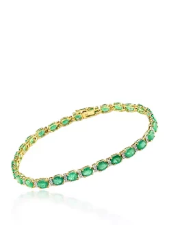 Outlet 🔥 Emerald and Diamond Bracelet in 14K Yellow Gold by Effy® 👍