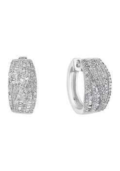 Wholesale ✔️ Sterling Silver 1 ct. t.w. Diamond Miracle Set Hoops by Effy® ✔️