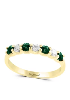 Cheap ✔️ 1/4 ct. t.w. Diamond and Natural Emerald Band Ring in 14k Yellow Gold by Effy® 😍 -Effy® Sales Shop Belk 1129
