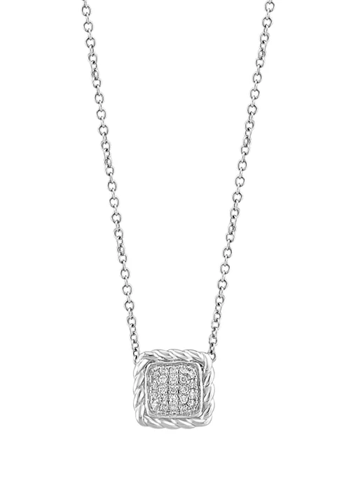 Coupon 🎁 1/10 ct. t.w. Diamond Square Pendant Necklace in Sterling Silver by Effy® ⭐ 1 Coupon 🎁 1/10 ct. t.w. Diamond Square Pendant Necklace in Sterling Silver by Effy® ⭐