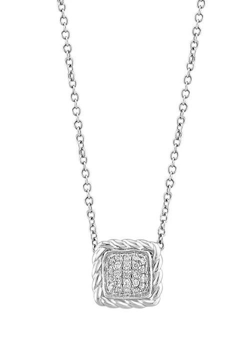 Coupon 🎁 1/10 ct. t.w. Diamond Square Pendant Necklace in Sterling Silver by Effy® ⭐ 2 Coupon 🎁 1/10 ct. t.w. Diamond Square Pendant Necklace in Sterling Silver by Effy® ⭐ - Image 2