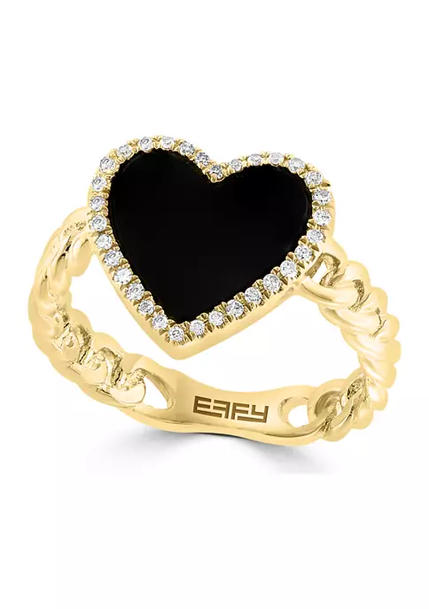 Wholesale ⭐ 14K Yellow Gold Diamond and Onyx Ring by Effy® 😀 1 Wholesale ⭐ 14K Yellow Gold Diamond and Onyx Ring by Effy® 😀