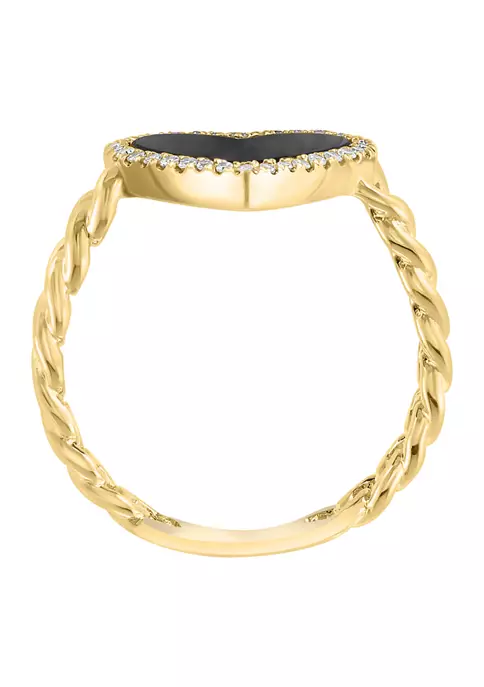 Wholesale ⭐ 14K Yellow Gold Diamond and Onyx Ring by Effy® 😀 3 Wholesale ⭐ 14K Yellow Gold Diamond and Onyx Ring by Effy® 😀 - Image 3