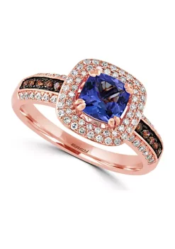 Coupon 😉 3/8 ct. t.w. Diamond and 1 ct. t.w. Tanzanite Ring in 14K Rose Gold by Effy® 🎁