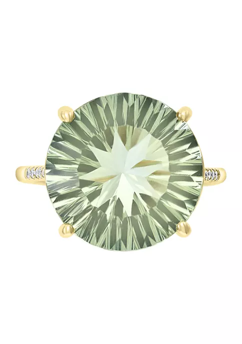 Hot Sale 👏 1/10 ct. t.w. Diamond and 9.53 ct. t.w. Green Amethyst Ring in 14k Yellow Gold by Effy® ❤️ 2 Hot Sale 👏 1/10 ct. t.w. Diamond and 9.53 ct. t.w. Green Amethyst Ring in 14k Yellow Gold by Effy® ❤️ - Image 2