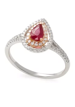 Best reviews of 👏 1/3 ct. t.w. Diamond and 1/2 ct. t.w. Ruby Ring in 14K Two Tone Gold by Effy® ⭐