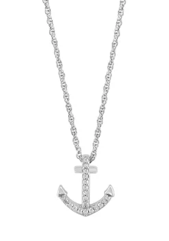 Hot Sale 🌟 Sterling Silver Diamond Anchor Pendant by Effy® 🎉
