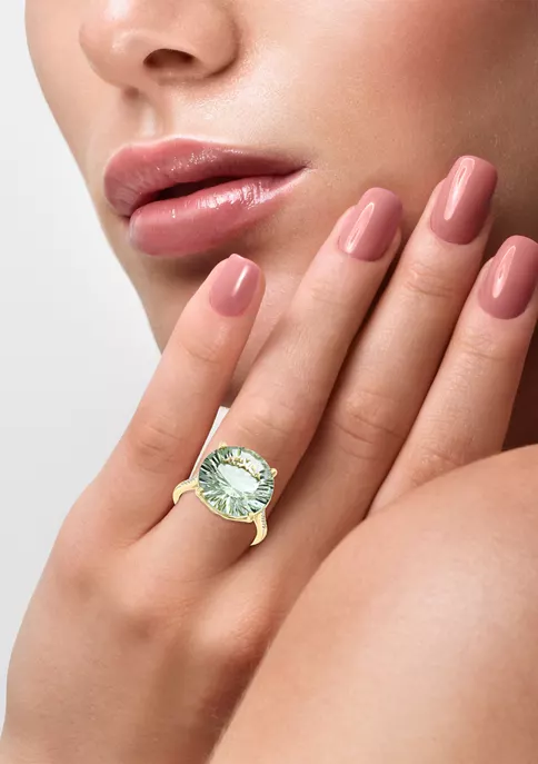 Hot Sale 👏 1/10 ct. t.w. Diamond and 9.53 ct. t.w. Green Amethyst Ring in 14k Yellow Gold by Effy® ❤️ 3 Hot Sale 👏 1/10 ct. t.w. Diamond and 9.53 ct. t.w. Green Amethyst Ring in 14k Yellow Gold by Effy® ❤️ - Image 3