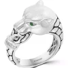 Wholesale 🎉 Men's 1/10 ct. t.w. Diamond and 1/10 ct. t.w. Tsavorite Panther Ring in Sterling Silver by Effy® 😍