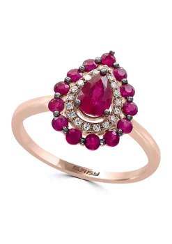 Best Sale 🥰 1/10 ct. t.w. diamond and 7/8 t.w. Ruby Ring in 14K Rose Gold by Effy® 😍