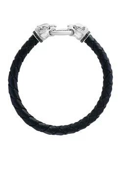 Brand new 💯 Sterling Silver Leather Double Headed Panther Bracelet by Effy® 😉