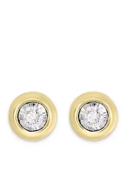 New 🛒 1/5 ct. t.w. Diamond Bezel Illusion Earrings in 14K Yellow Gold by Effy® 😍
