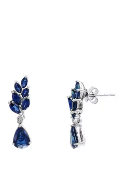 Best Sale ⭐ 0.05 ct. t.w. Diamond and 4.09 ct. t.w. Natural Sapphire Earrings in 14k White Gold by Effy® 👏