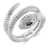 Coupon ⌛ 1/8 ct. t.w. Diamond and 1/10 ct. t.w. Tsavorite Snake Ring in Sterling Silver by Effy® 🛒
