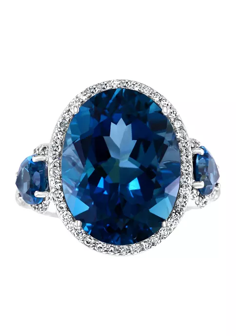 Discount 🎉 14K White Gold 1/2 ct. t.w. Diamond and 13.05 ct. t.w. London Blue Topaz Ring by Effy® ❤️ 2 Discount 🎉 14K White Gold 1/2 ct. t.w. Diamond and 13.05 ct. t.w. London Blue Topaz Ring by Effy® ❤️ - Image 2