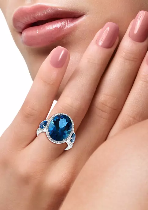 Discount 🎉 14K White Gold 1/2 ct. t.w. Diamond and 13.05 ct. t.w. London Blue Topaz Ring by Effy® ❤️ 5 Discount 🎉 14K White Gold 1/2 ct. t.w. Diamond and 13.05 ct. t.w. London Blue Topaz Ring by Effy® ❤️ - Image 5