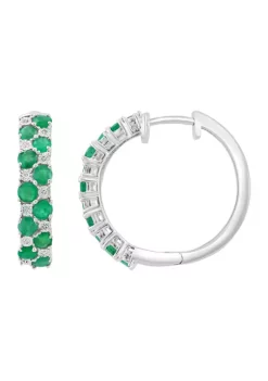 Hot Sale ⭐ Diamond and Natural Emerald Earrings in Sterling Silver by Effy® 😉 -Effy® Sales Shop Belk 1255