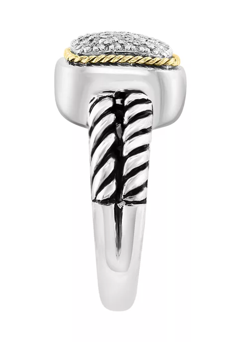 Coupon 🔔 Cable 1/5 ct. t.w. Diamond Square Ring in Sterling Silver and 18K Yellow Gold by Effy® ⭐ 4 Coupon 🔔 Cable 1/5 ct. t.w. Diamond Square Ring in Sterling Silver and 18K Yellow Gold by Effy® ⭐ - Image 4