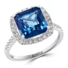 Outlet 😀 14K White Gold Diamond London Blue Topaz Ring by Effy® ⭐