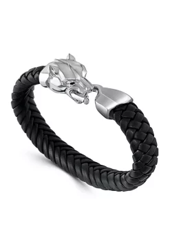 Deals 🔥 Sterling Silver Leather Panther Head Bracelet by Effy® 💯