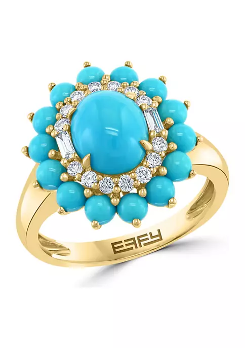 Best reviews of 😍 1/4 ct. t.w. Diamond and 2.5 ct. t.w. Turquoise Ring in 14K Yellow Gold by Effy® ✨ 1 Best reviews of 😍 1/4 ct. t.w. Diamond and 2.5 ct. t.w. Turquoise Ring in 14K Yellow Gold by Effy® ✨