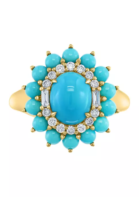 Best reviews of 😍 1/4 ct. t.w. Diamond and 2.5 ct. t.w. Turquoise Ring in 14K Yellow Gold by Effy® ✨ 2 Best reviews of 😍 1/4 ct. t.w. Diamond and 2.5 ct. t.w. Turquoise Ring in 14K Yellow Gold by Effy® ✨ - Image 2