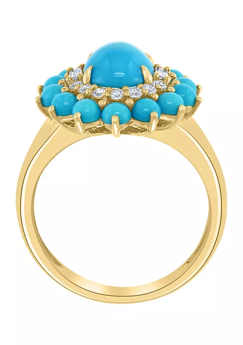 Best reviews of 😍 1/4 ct. t.w. Diamond and 2.5 ct. t.w. Turquoise Ring in 14K Yellow Gold by Effy® ✨ 3 Best reviews of 😍 1/4 ct. t.w. Diamond and 2.5 ct. t.w. Turquoise Ring in 14K Yellow Gold by Effy® ✨ - Image 3