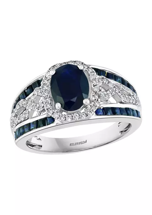 Best Pirce 🛒 1/3 ct. t.w. Diamond and 2.76 ct. t.w. Sapphire Ring in 14K White Gold by Effy® 🤩 2 Best Pirce 🛒 1/3 ct. t.w. Diamond and 2.76 ct. t.w. Sapphire Ring in 14K White Gold by Effy® 🤩 - Image 2