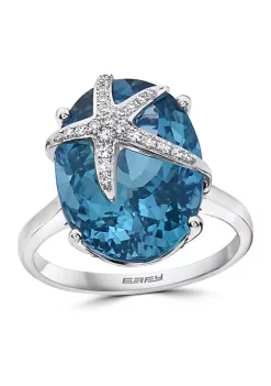 Brand new 🔔 13.65 ct. t.w. Blue Topaz and 1/10 ct. t.w. Diamond Ring in 14K White Gold by Effy® 😉