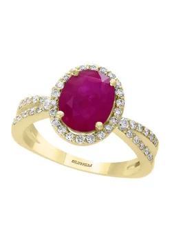 Top 10 ❤️ 14k Yellow Gold 1/3 ct. t.w. Diamond and 1.90 ct. t.w. Natural Mozambique Ruby Ring by Effy® 🛒