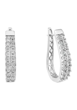 Outlet 😀 Sterling Silver 1/4 ct. t.w. Diamond Miracle Set Hoop by Effy® 🥰