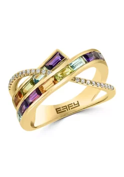 Best deal 🧨 14K Yellow Gold Diamond, Amethyst, Blue Topaz, Citrine, Rhodolite, and Peridot Ring by Effy® 🥰