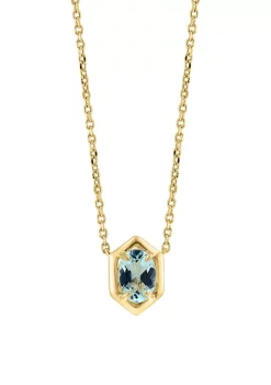 Hot Sale 🛒 925 Gold Plated Silver Aquamarine Oval Necklace by Effy® 👍