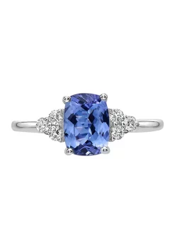 Outlet ✨ 1/8 ct. t.w. Diamond and 1.38 ct. t.w. Tanzanite Royalé Ring in Sterling Silver by Effy® ❤️
