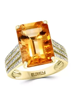 Discount ⌛ 3/8 ct. t.w. Diamond and 6.65 ct. t.w. Sunset Citrine Ring in 14K Yellow Gold by Effy® 🛒