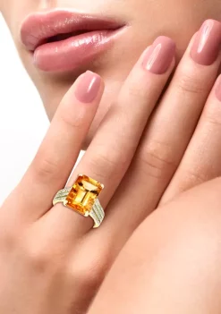 Discount ⌛ 3/8 ct. t.w. Diamond and 6.65 ct. t.w. Sunset Citrine Ring in 14K Yellow Gold by Effy® 🛒 -Effy® Sales Shop Belk 1436