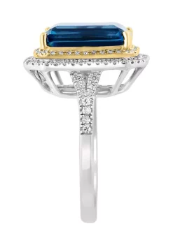 Best Sale ❤️ 3/8 ct. t.w. Diamond and Blue Topaz Ring in 14K Yellow and White Gold by Effy® 🔔 -Effy® Sales Shop Belk 1458
