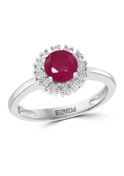 Flash Sale 🛒 1 ct. t.w. Natural Ruby with 1/10 ct. t.w. Diamond Ring in Sterling Silver by Effy® 🧨