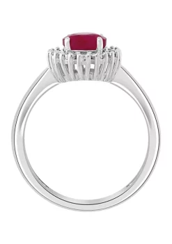 Flash Sale 🛒 1 ct. t.w. Natural Ruby with 1/10 ct. t.w. Diamond Ring in Sterling Silver by Effy® 🧨 -Effy® Sales Shop Belk 1498