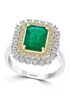 Budget 🔥 14K Gold 1/10 ct. t.w. Diamond and 2.19 ct. t.w. Natural Emerald Ring by Effy® ✔️
